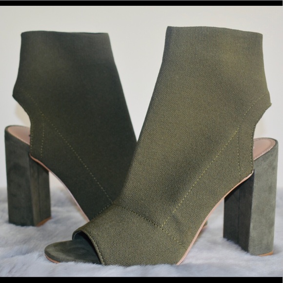 green peep toe booties